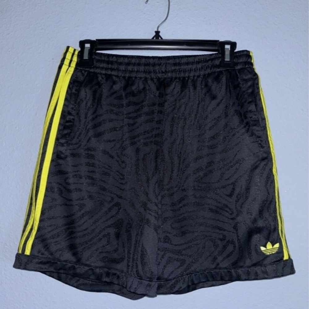 Adidas Skateboarding Men's Black Shorts with Yellow Stripes